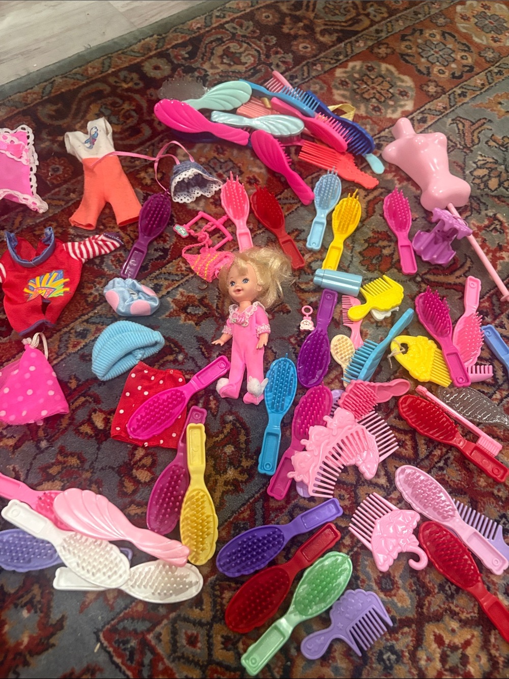 Vintage Barbie Doll Hangers Brushes Curlers Purses Lot  mix